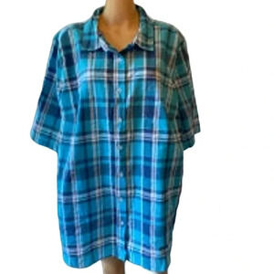 Women Within 100% Cotton Button Up Casual Beach Blouse Unisex Adult Plus Size 2X